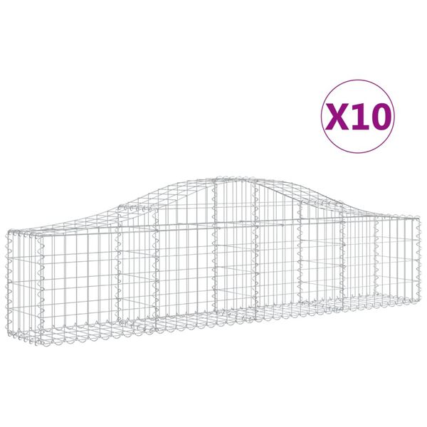 vidaXL Arched Gabion Baskets 10 pcs 78.7"x11.8"x15.7"/23.6" Galvanized Iron