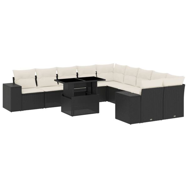 vidaXL Garden Sofa Set Black, Cream White