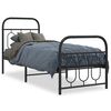 vidaXL Bed Frame Black Steel 75 x 75.6 in Bed Frame Rectangular