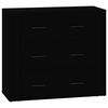 vidaXL Sideboard Set of 3 Black Engineered Wood Sideboard Rectangular
