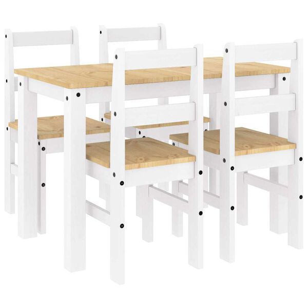 vidaXL Dining Set White Solid pine wood Medium Durable Dining Set