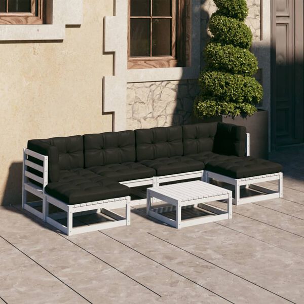 vidaXL Garden Lounge Set White for sofa, Anthracite for cushions