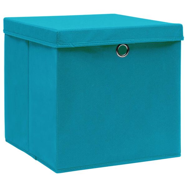 vidaXL Storage Box Set of 10 Baby blue Non-woven fabric Small Foldable