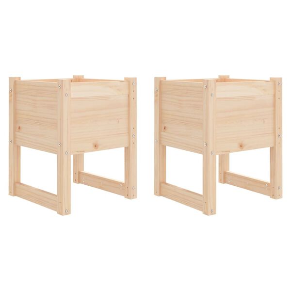 vidaXL Planter Set of 2 Natural Wood Solid Pine Wood Medium