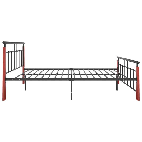 vidaXL Bed Frame Black, Dark Oak Powder-coated metal, solid oak wood