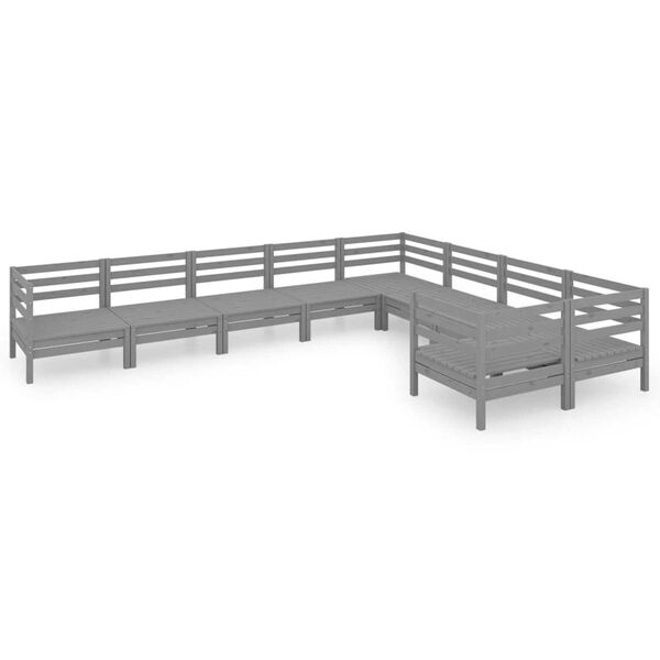 vidaXL Garden Lounge Set Grey Solid pinewood Large Modular