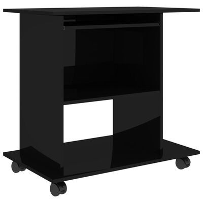 vidaXL Computer Desk High Gloss Black 31.5"x19.7"x29.5" Engineered Wood