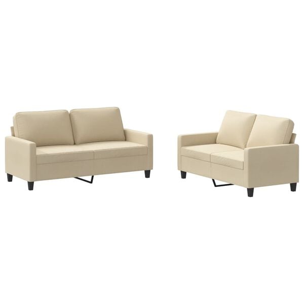 vidaXL Sofa Set Cream Fabric (100% polyester), metal, textilene, plywood