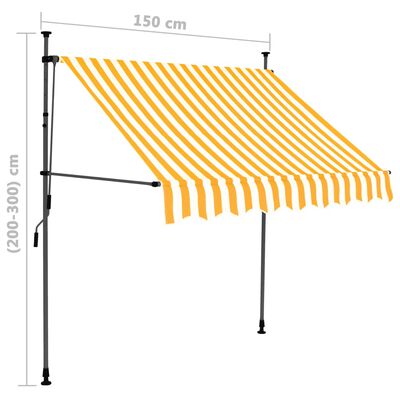 vidaXL Manual Retractable Awning with LED 59.1" White and Orange