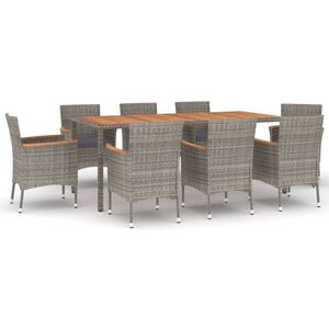 vidaXL Patio Dining Set Set of 8 Gray