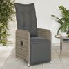 vidaXL Reclining Garden Chair Set of 2 Grey PE rattan, powder-coated steel