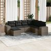 vidaXL Garden Sofa Set Grey PE Rattan Large Adjustable Feet