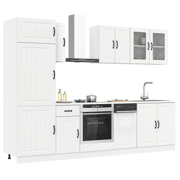 vidaXL Kitchen Cabinet Set White Engineered wood and glass 8-piece set