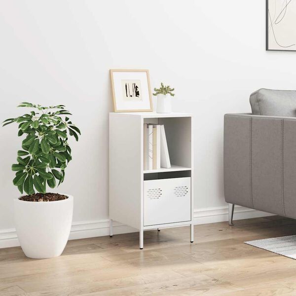 vidaXL Sideboard White Cold-rolled Steel 13.8x15.4x28.9 in Sideboard