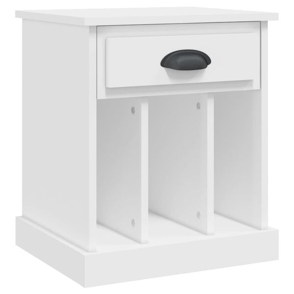 vidaXL Bedside Cabinet White Engineered wood Bedside Cabinet Rectangular