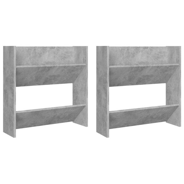 vidaXL Wall Shoe Cabinets 2 pcs Concrete Gray 23.6"x7.1"x23.6" Engineered Wood