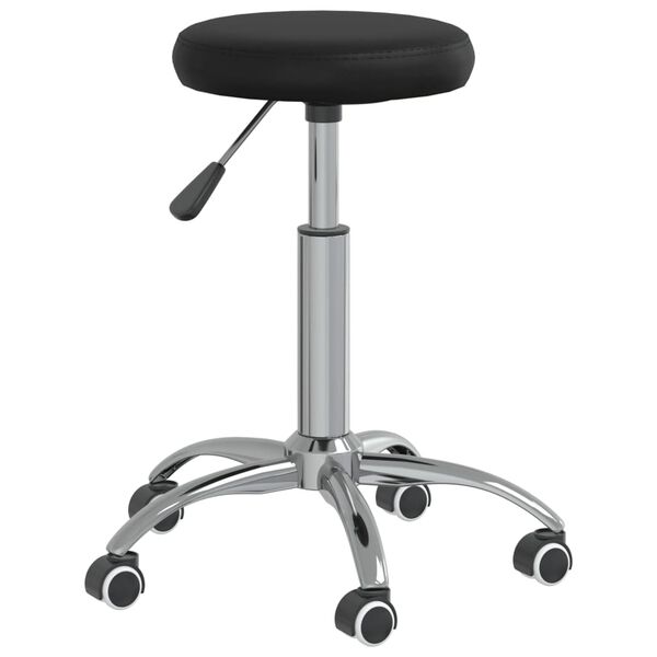 vidaXL Massage Stool Black Faux leather, chrome steel Swivel Modern