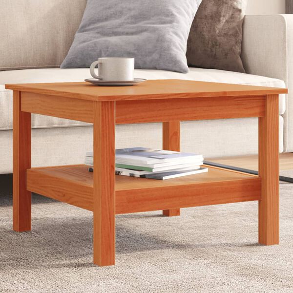 vidaXL Coffee Table Wax Brown Solid Pine Wood Medium Storage
