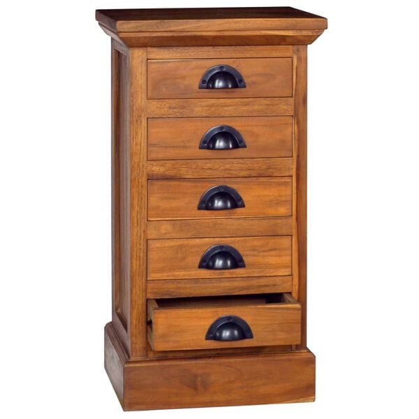 vidaXL Drawer Cabinet Natural Teak Solid Teak Wood Compact