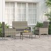 vidaXL Garden Lounge Set Grey Poly Rattan, Polyester