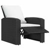 vidaXL Garden Reclining Chair Black, Cream White PE rattan, Steel, Polyester