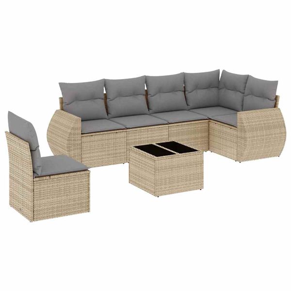 vidaXL Garden Sofa Set Beige, Light Grey