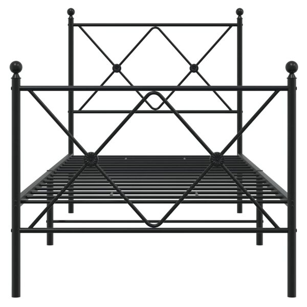 vidaXL Bed Frame Black Steel Small Single Bed Frame Rectangular