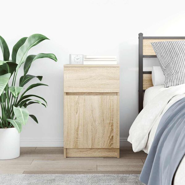 vidaXL Bedside Cabinet Sonoma Oak Engineered Wood Medium Reversible