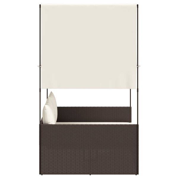 vidaXL Double Sun Lounger Brown, Cream White