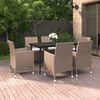 vidaXL 7 Piece Patio Dining Set with Cushions Poly Rattan and Glass