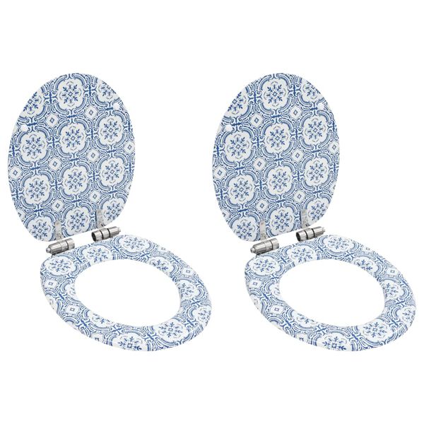 vidaXL WC Toilet Seats 2 pcs with Soft Close Lids MDF Porcelain Design (2x143934)
