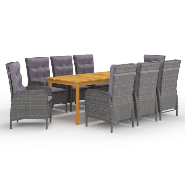 vidaXL Garden Dining Set Grey