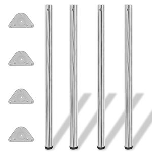 vidaXL Table Leg Set of 4 Chrome Iron Large Height-Adjustable