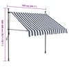 vidaXL Retractable Awning Blue and White Polyester with PU coating 59.1 in