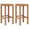 vidaXL Bar Stool Set of 2 Brown Solid teak wood Standard Durable