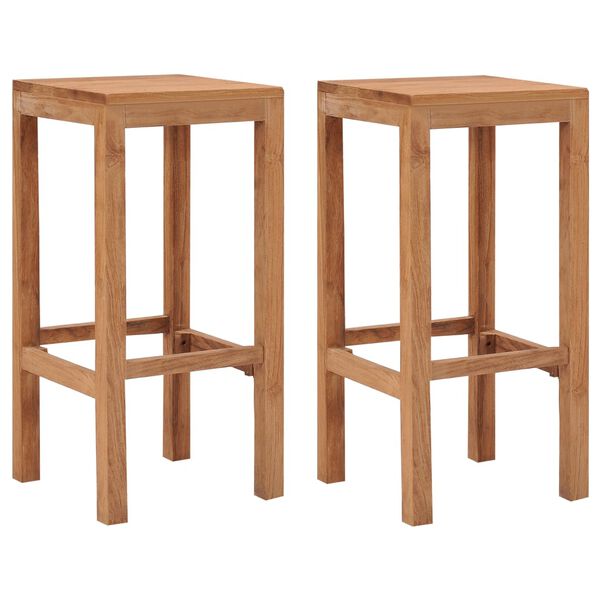 vidaXL Bar Stool Set of 2 Brown Solid teak wood Standard Durable