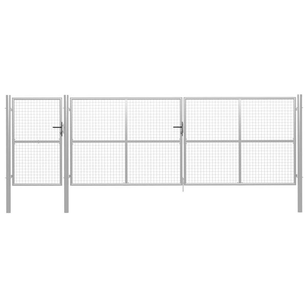 vidaXL Garden Gate Steel 196.9x59.1" Silver