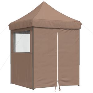 vidaXL Foldable Party Tent Pop-Up with 4 Sidewalls Brown