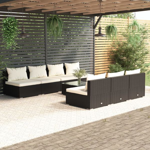 vidaXL Garden Lounge Set Black, Cream