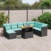vidaXL 9 Piece Patio Sofa Set with Cushions Black Poly Rattan