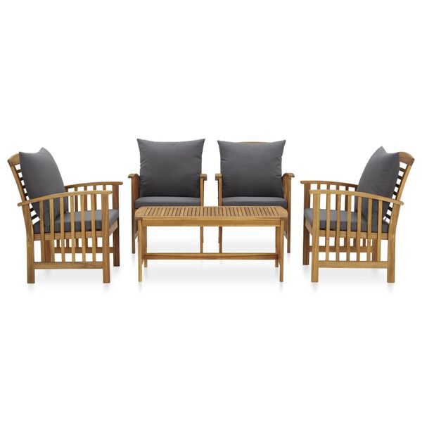 vidaXL Garden Lounge Set Dark grey, Natural wood Solid Acacia Wood Medium