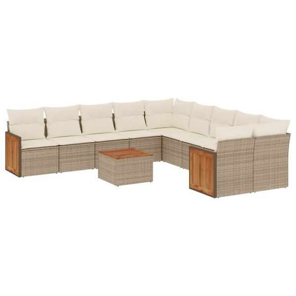 vidaXL Garden Sofa Set Beige PE rattan Large Modular Garden Sofa Set