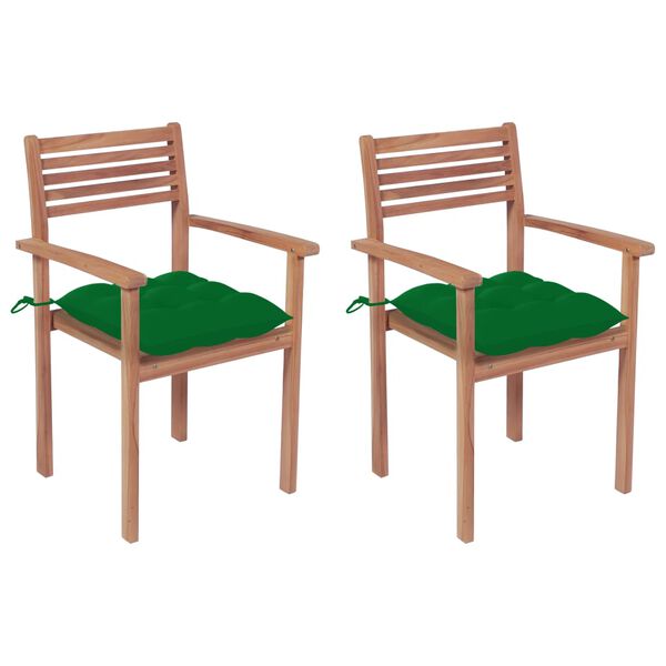 vidaXL Patio Chair Set of 2 Teak Solid Teak Wood Standard Stackable