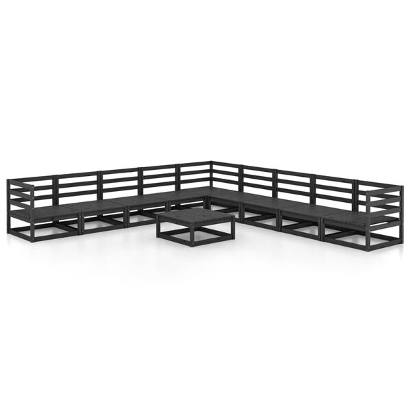 vidaXL Garden Lounge Set Black Solid pine wood Large Modular