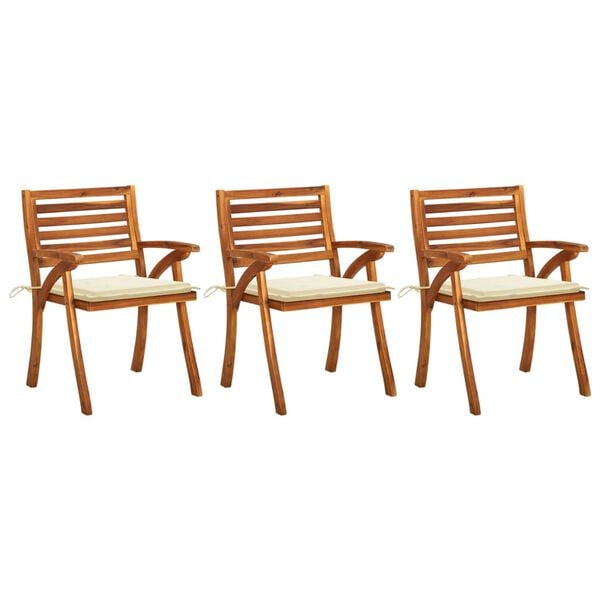 vidaXL Dining Chair Set of 3 Solid Acacia wood