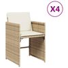 vidaXL Garden Chair Set of 4 Beige Poly Rattan, Powder-Coated Steel