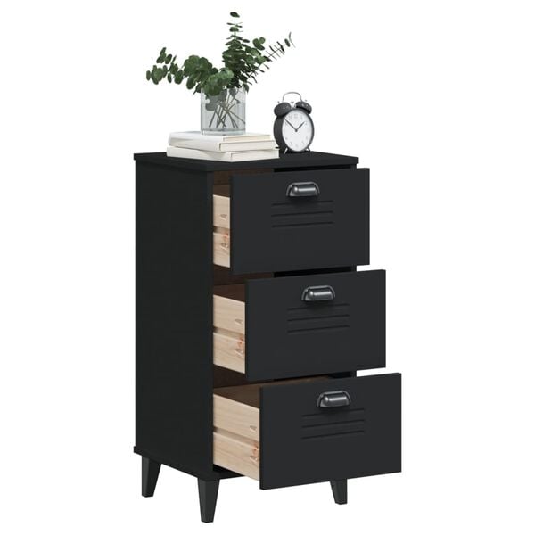 vidaXL Bedside Table Black Engineered wood, plastic Compact