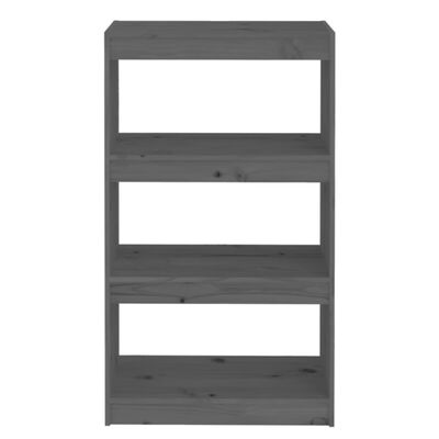 vidaXL Book Cabinet/Room Divider Gray 23.6"x11.8"x40.7" Solid Wood Pine