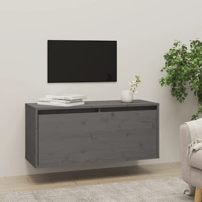 vidaXL Wall Cabinet Gray 31.5"x11.8"x13.8" Solid Wood Pine