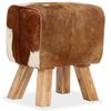 vidaXL Stool Multicolor Genuine goat leather and wood Standard Stool